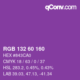 颜色代码: RGB 132 60 160 | qconv.com