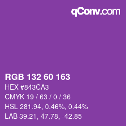 カラーコード: RGB 132 60 163 | qconv.com