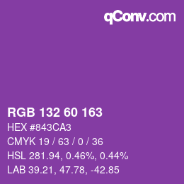 Color code: RGB 132 60 163 | qconv.com