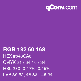 カラーコード: RGB 132 60 168 | qconv.com