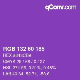 颜色代码: RGB 132 60 185 | qconv.com