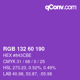 颜色代码: RGB 132 60 190 | qconv.com