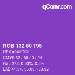 颜色代码: RGB 132 60 195 | qconv.com