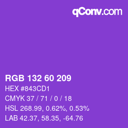 カラーコード: RGB 132 60 209 | qconv.com