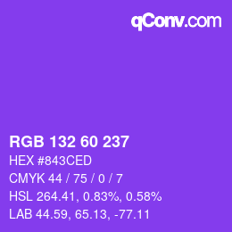 颜色代码: RGB 132 60 237 | qconv.com