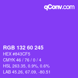 カラーコード: RGB 132 60 245 | qconv.com