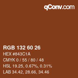 カラーコード: RGB 132 60 26 | qconv.com