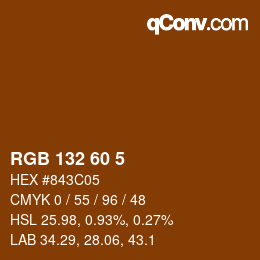 カラーコード: RGB 132 60 5 | qconv.com