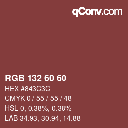 カラーコード: RGB 132 60 60 | qconv.com