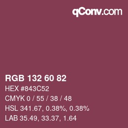 カラーコード: RGB 132 60 82 | qconv.com