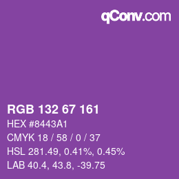 Color code: RGB 132 67 161 | qconv.com