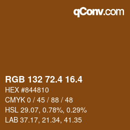 カラーコード: RGB 132 72.4 16.4 | qconv.com