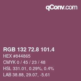 カラーコード: RGB 132 72.8 101.4 | qconv.com
