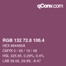 カラーコード: RGB 132 72.8 106.4 | qconv.com