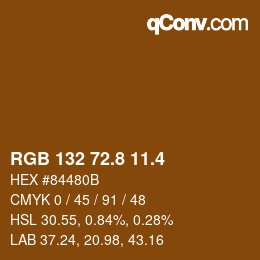 カラーコード: RGB 132 72.8 11.4 | qconv.com