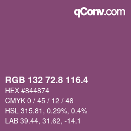 カラーコード: RGB 132 72.8 116.4 | qconv.com