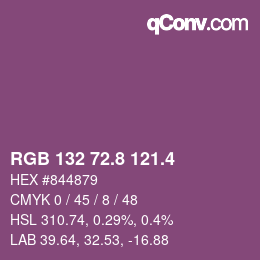 カラーコード: RGB 132 72.8 121.4 | qconv.com