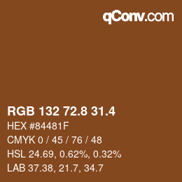 カラーコード: RGB 132 72.8 31.4 | qconv.com