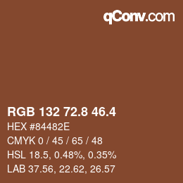 カラーコード: RGB 132 72.8 46.4 | qconv.com