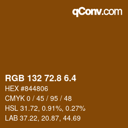 カラーコード: RGB 132 72.8 6.4 | qconv.com