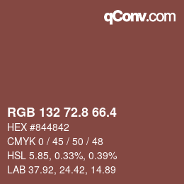カラーコード: RGB 132 72.8 66.4 | qconv.com