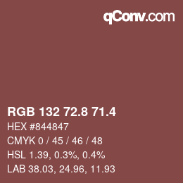 カラーコード: RGB 132 72.8 71.4 | qconv.com