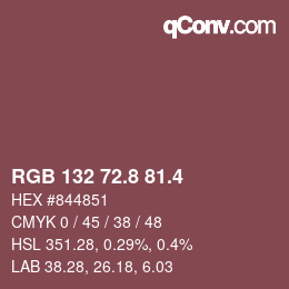 カラーコード: RGB 132 72.8 81.4 | qconv.com