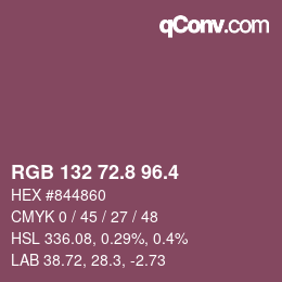 カラーコード: RGB 132 72.8 96.4 | qconv.com