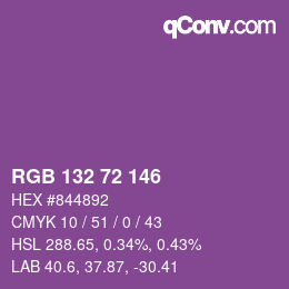 Color code: RGB 132 72 146 | qconv.com