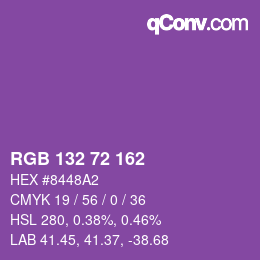 Color code: RGB 132 72 162 | qconv.com