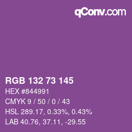 Color code: RGB 132 73 145 | qconv.com