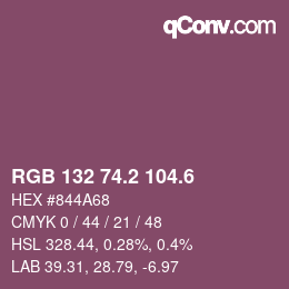 カラーコード: RGB 132 74.2 104.6 | qconv.com