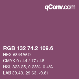 カラーコード: RGB 132 74.2 109.6 | qconv.com