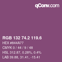 カラーコード: RGB 132 74.2 119.6 | qconv.com