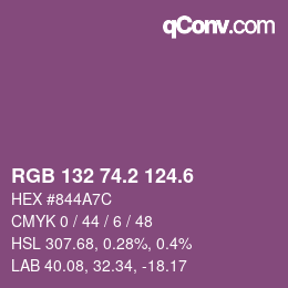 カラーコード: RGB 132 74.2 124.6 | qconv.com