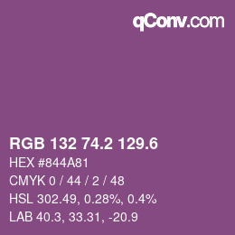 カラーコード: RGB 132 74.2 129.6 | qconv.com