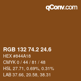 カラーコード: RGB 132 74.2 24.6 | qconv.com
