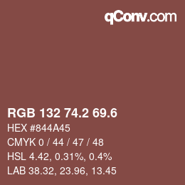 カラーコード: RGB 132 74.2 69.6 | qconv.com