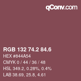カラーコード: RGB 132 74.2 84.6 | qconv.com