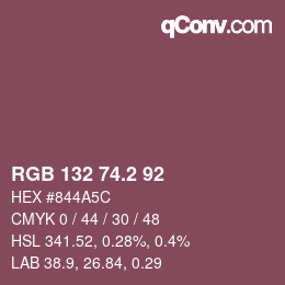 カラーコード: RGB 132 74.2 92 | qconv.com
