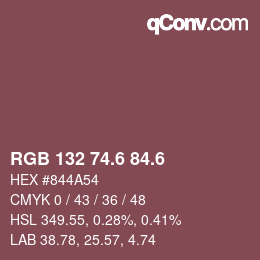 カラーコード: RGB 132 74.6 84.6 | qconv.com