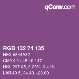 Color code: RGB 132 74 135 | qconv.com