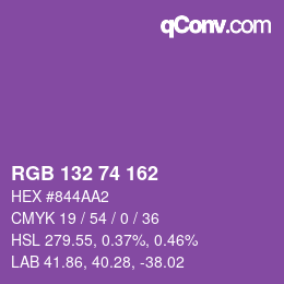 Color code: RGB 132 74 162 | qconv.com