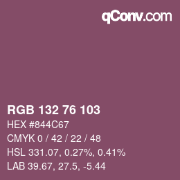 Color code: RGB 132 76 103 | qconv.com