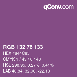 カラーコード: RGB 132 76 133 | qconv.com