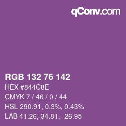 Código de color: RGB 132 76 142 | qconv.com