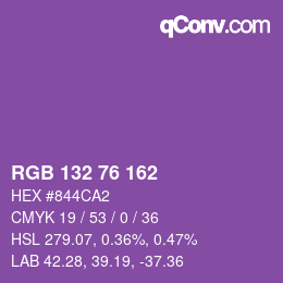 Color code: RGB 132 76 162 | qconv.com