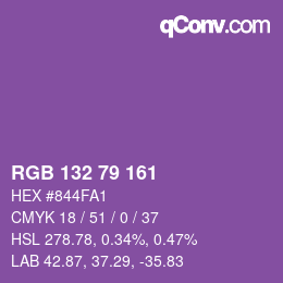 颜色代码: RGB 132 79 161 | qconv.com