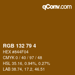 カラーコード: RGB 132 79 4 | qconv.com