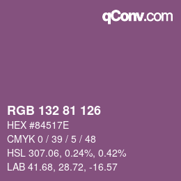Código de color: RGB 132 81 126 | qconv.com